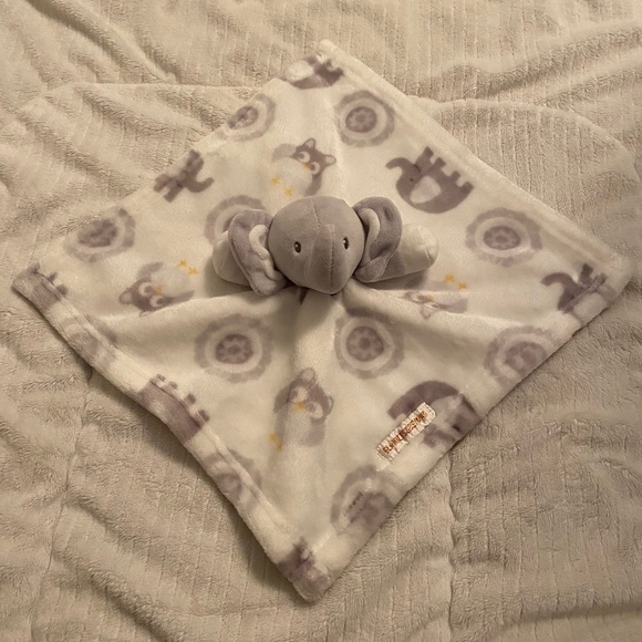 Blankets & Beyond Elephant White Grey Owl Plush Baby Security Blanket - Picture 2 of 5